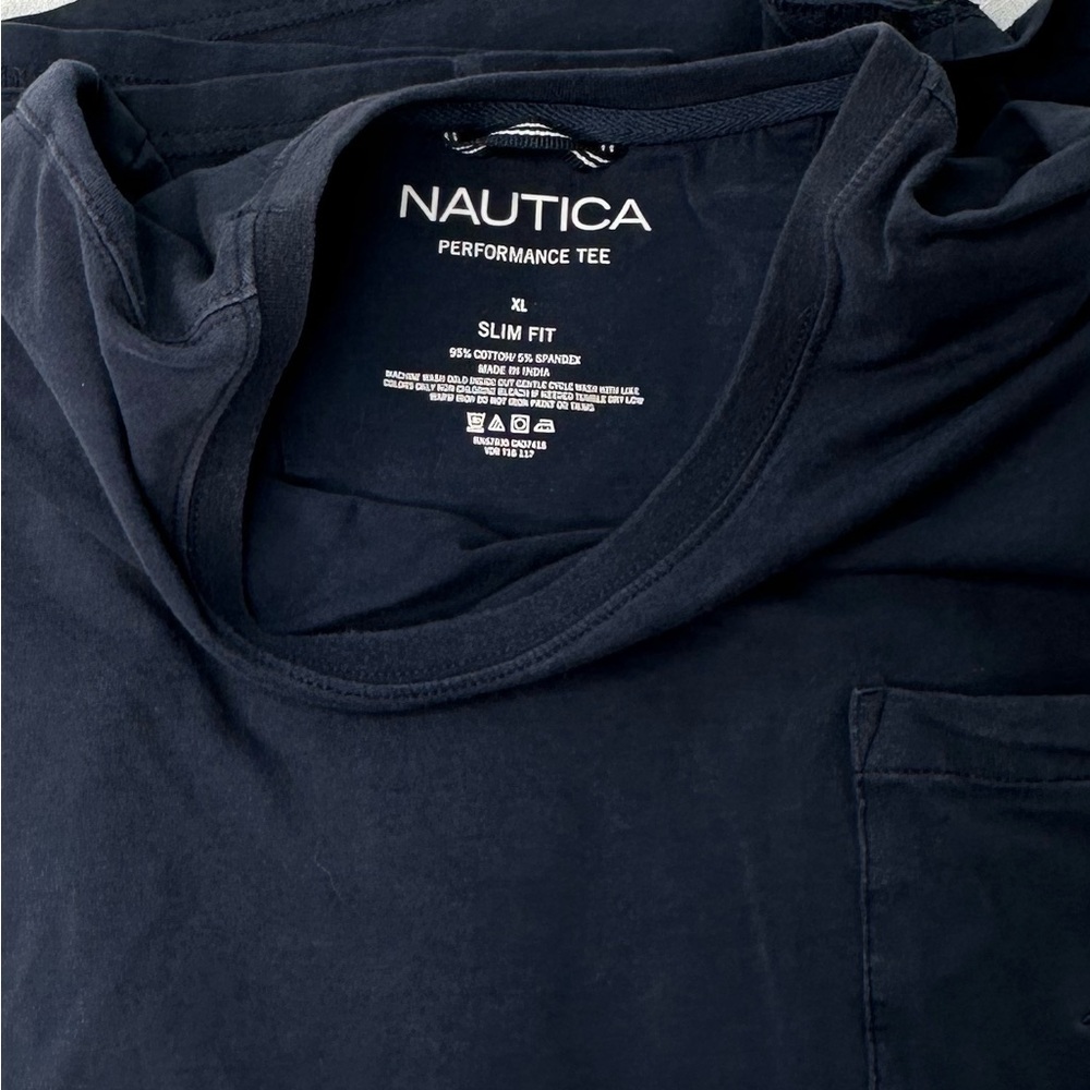 Nautica Blue T-Shirt Crew Neck Short-Sleeve Pocket Slim Fit T-Shirt Sz XL - Picture 4 of 7